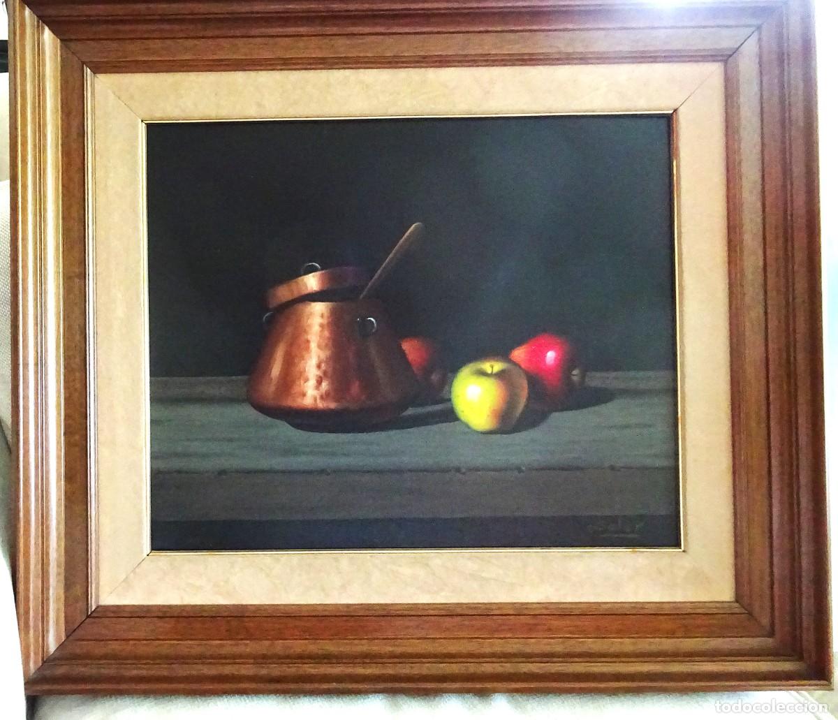 Art: SOLER, &Oacute;LEO SOBRE LIENZO, BODEG&Oacute;N CALDERO DE COBRE Y MANZANAS, FIRMADO