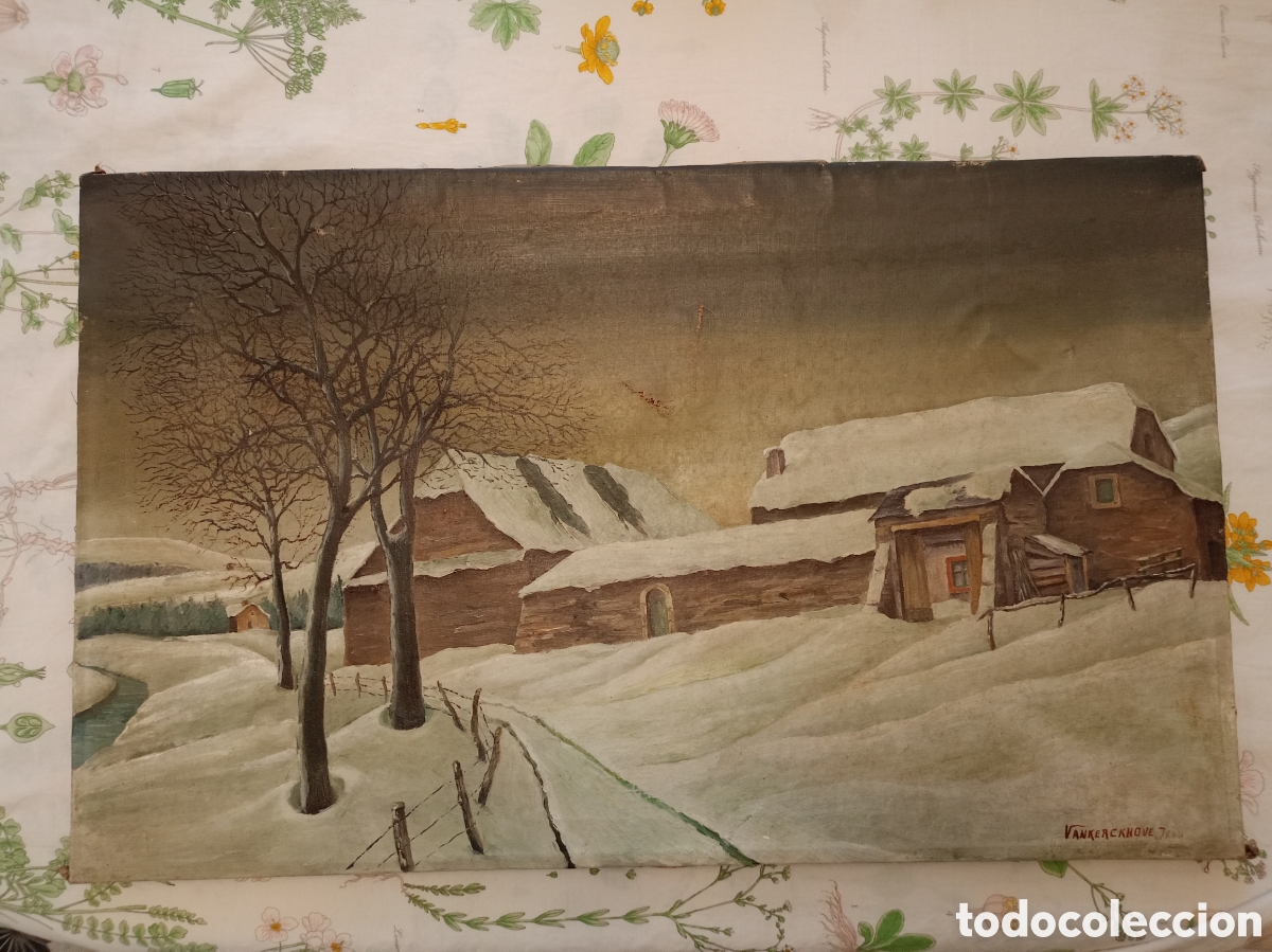 Kunst: &Oacute;leo sobre lienzo - Paisaje invernal - Jean Van Kerckhove (1822-1881) - Escuela Belga S. XIX