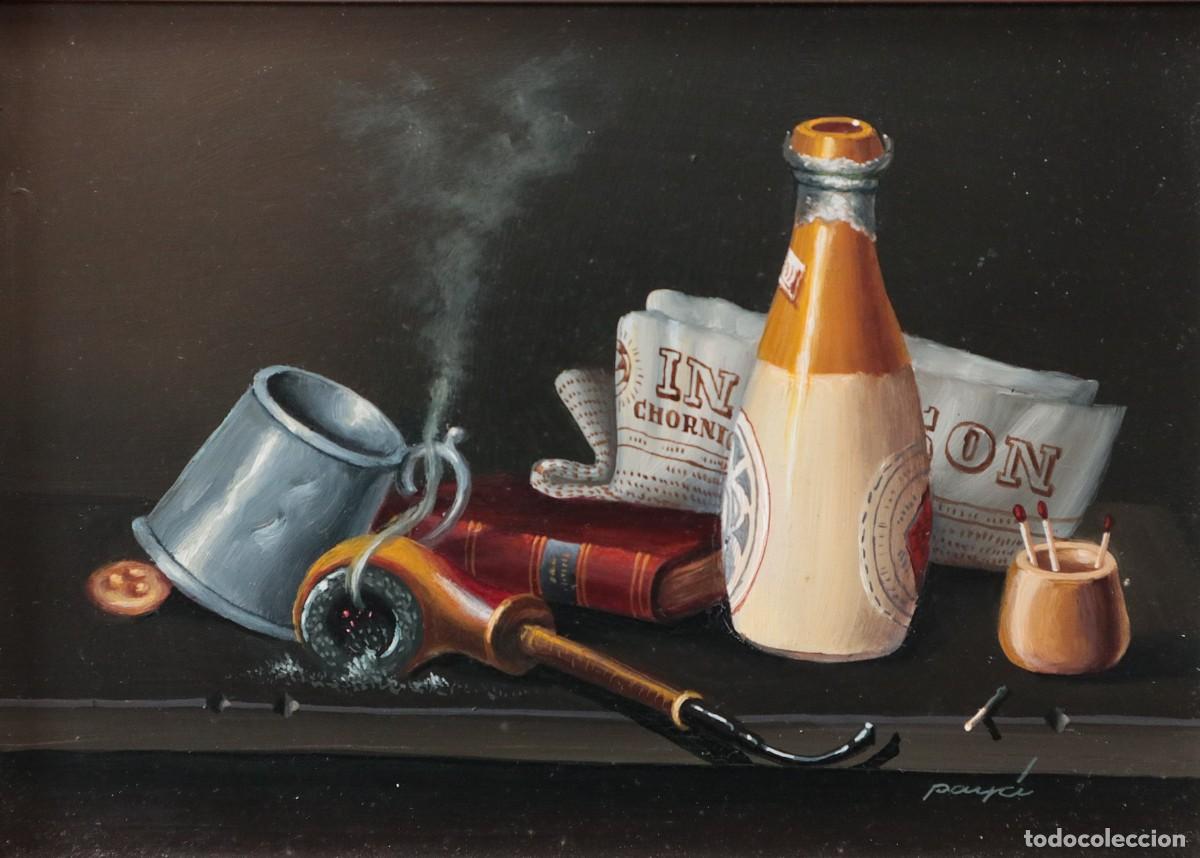 Arte: Luis Solbes Pay&aacute; (Valencia, 1920-1995). Bodeg&oacute;n o naturaleza muerta. &Oacute;leo sobre tabla.