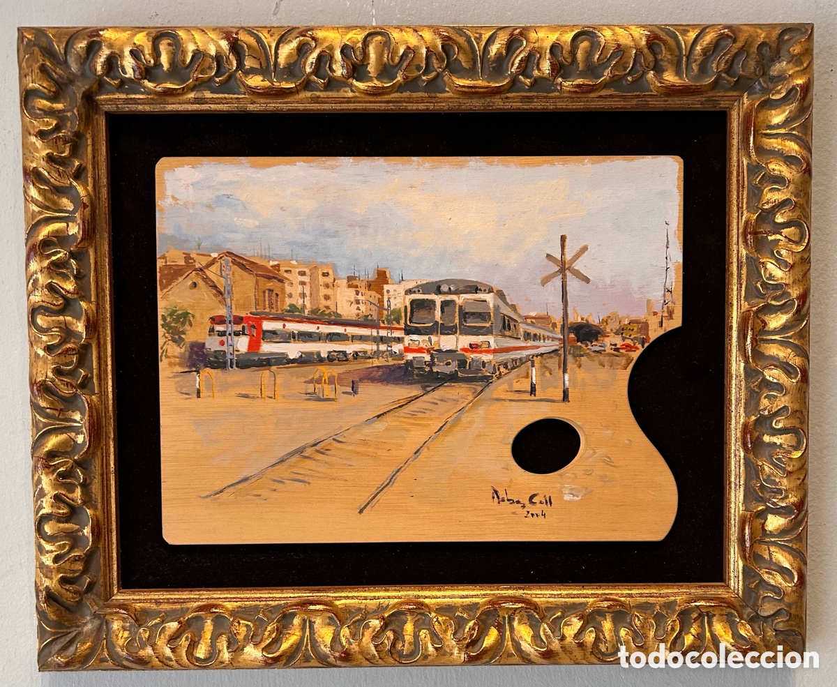Arte: Ribes Coll &ndash; Escena ferroviaria, 2004 &ndash; Pintura sobre paleta de madera