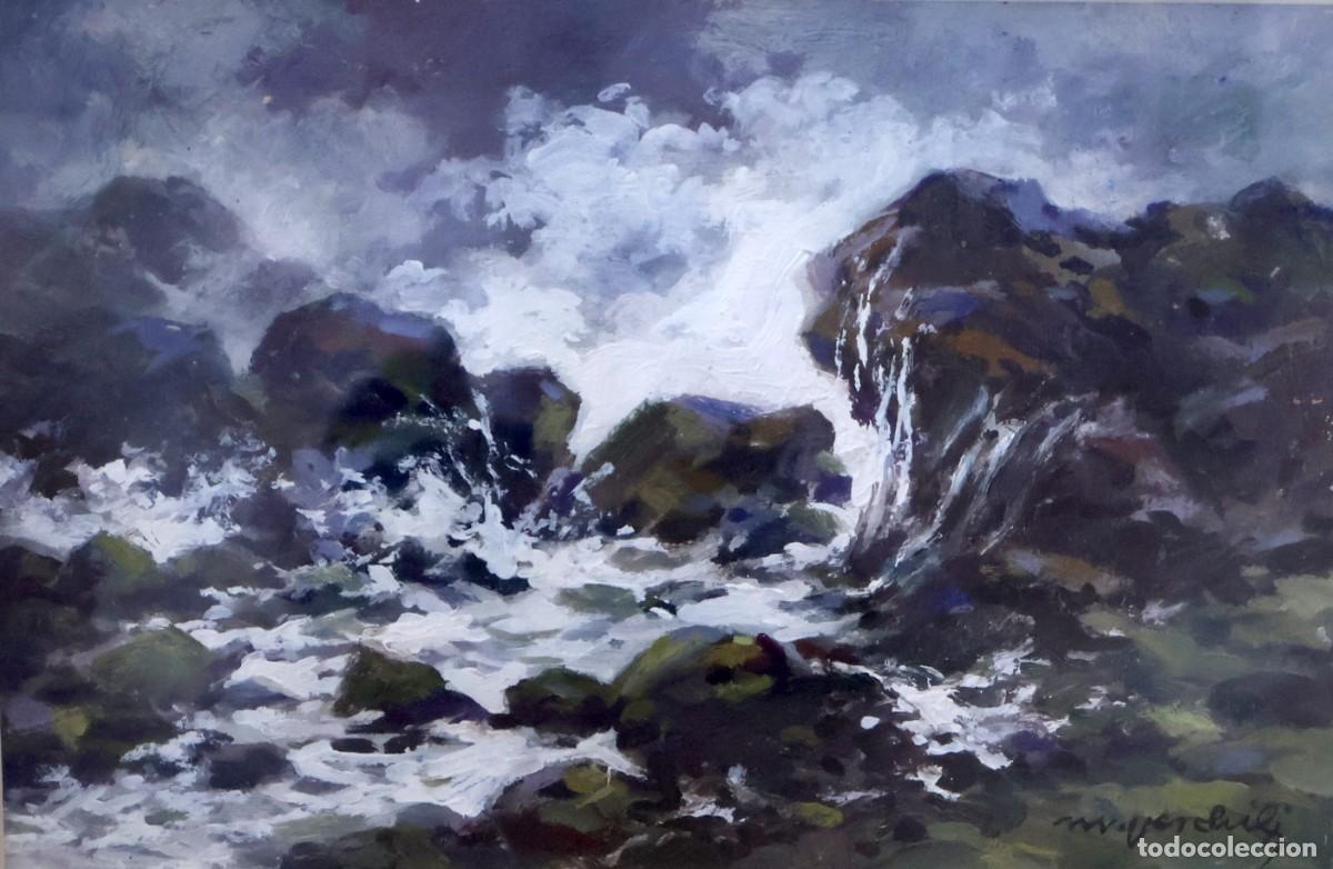 Arte: MIGUEL MARTINEZ VERCHILI (1898 - 1989) OLEO SOBRE CARTON. TORMENTA EN ALTA MAR