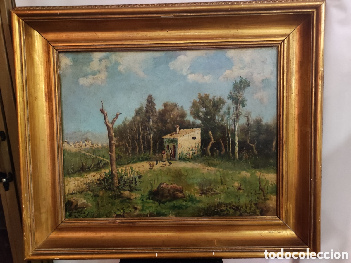 Arte: Paisaje de campo siglo 19 firmado lateral derecho