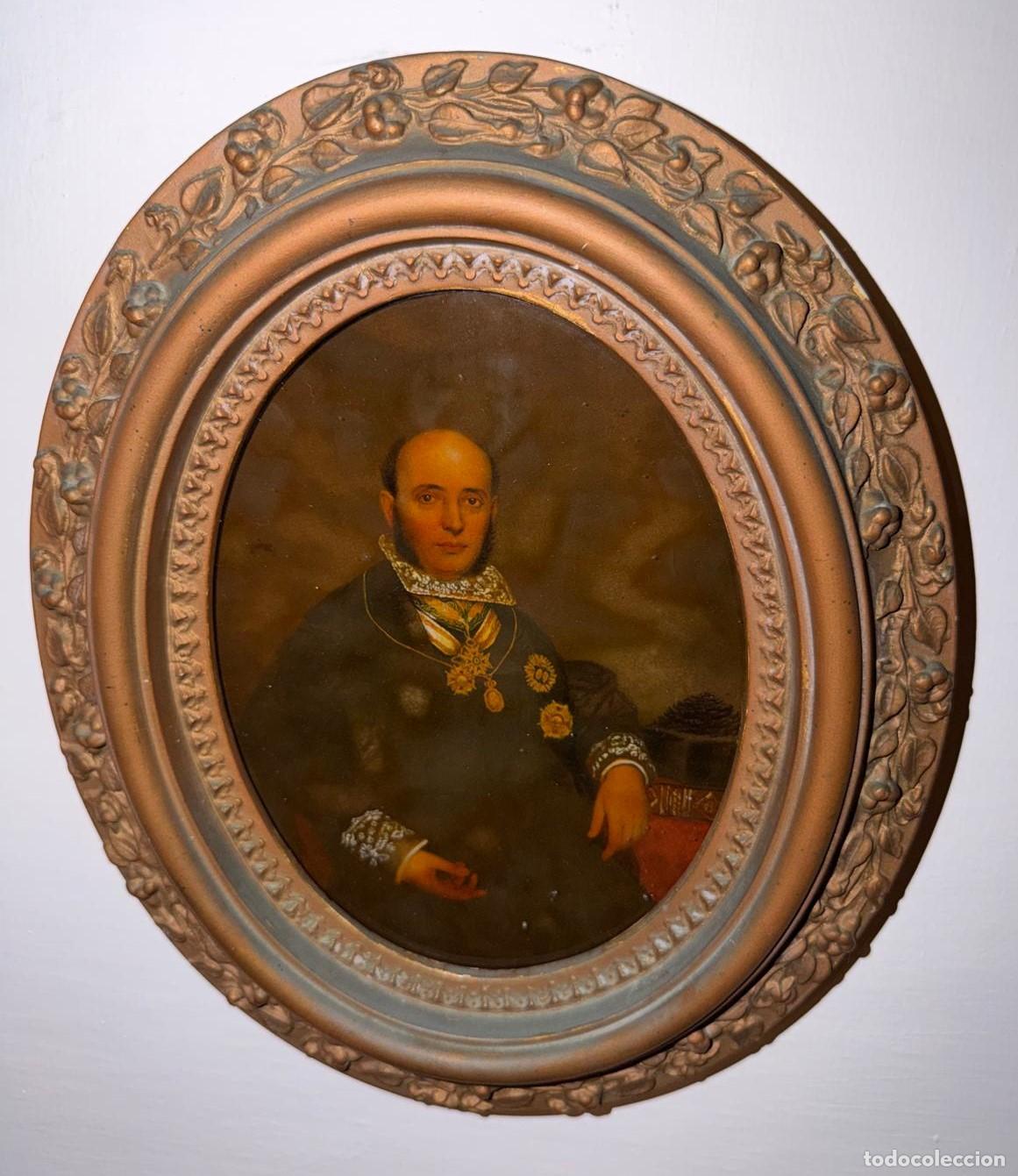 Arte: ANTIGUO RETRATO EN MINIATURA DE MAGISTRADO. ESTILO IMPERIO. &Oacute;LEO SOBRE TELA. ESPA&Ntilde;A. XIX.