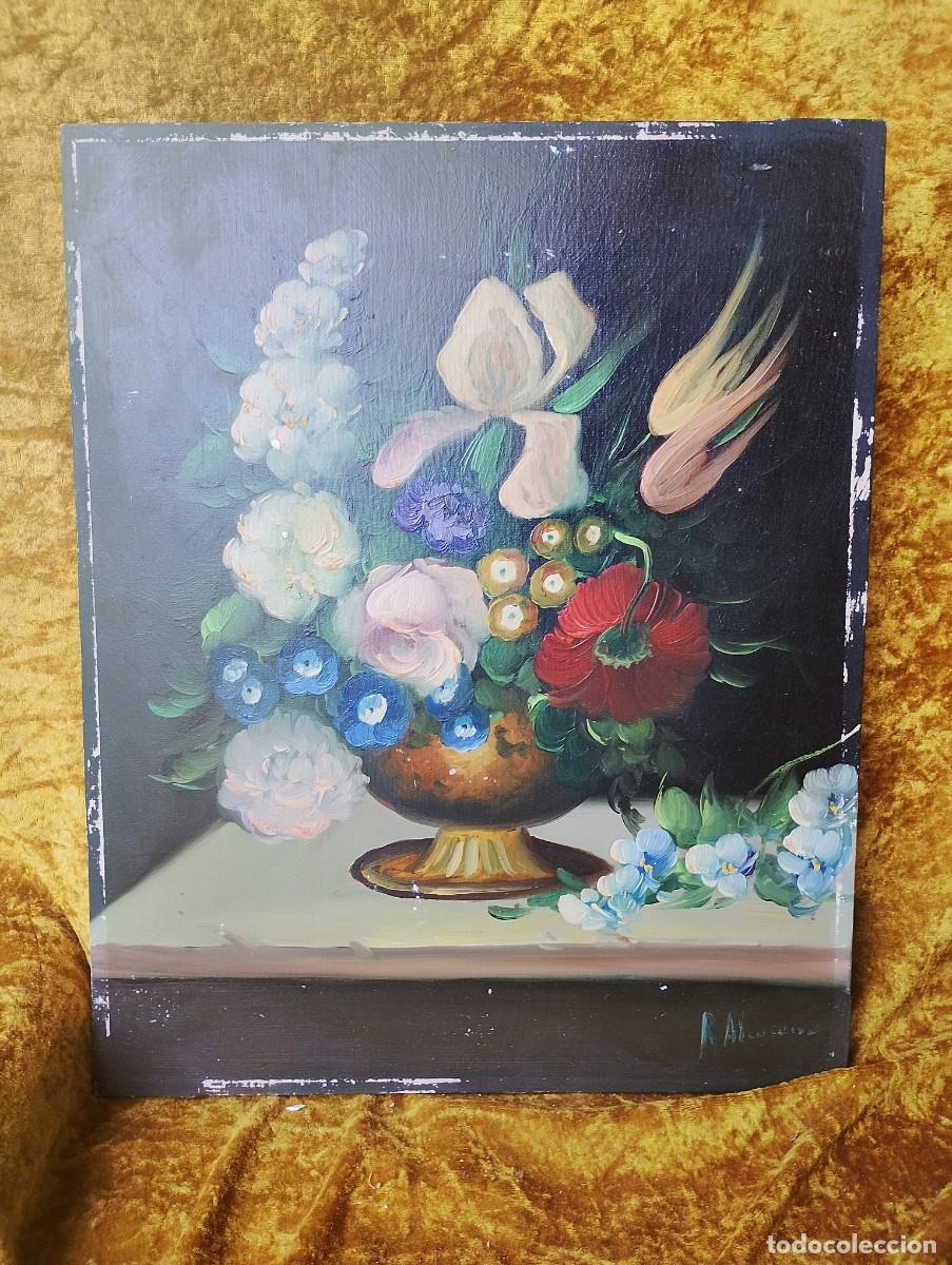 Arte: Precioso cuadro al &oacute;leo firmado ALCOBERRO representando un jarr&oacute;n con flores por apenas cuarenta y