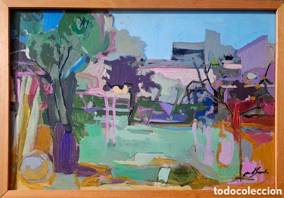 Arte: David Sancho () preciosa pintura muy colorista , firmada.