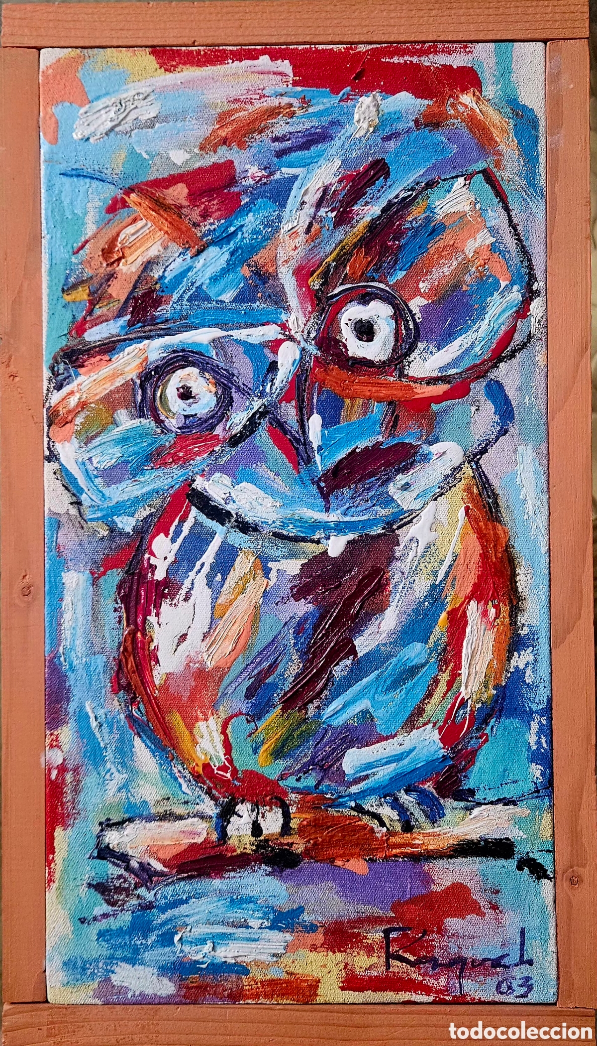 Arte: Raquel Gonz&aacute;lez () preciosa pintura original, buho, firmada