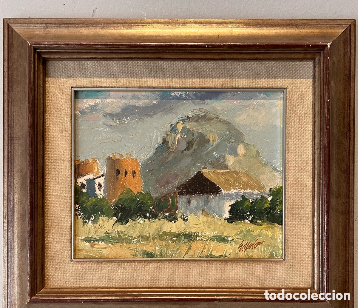 Arte: Paisaje rural con monta&ntilde;a &ndash; &Oacute;leo firmado &ndash; Segunda mitad del siglo XX