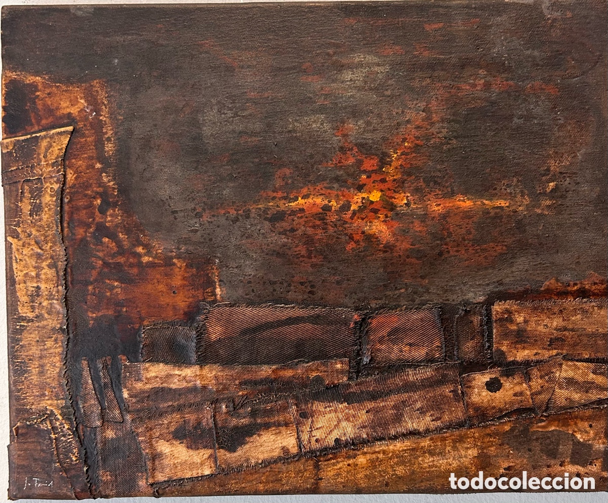 Arte: Josep Ferriol &ndash; Abstracci&oacute;n mat&eacute;rica con collage textil &ndash; 1996