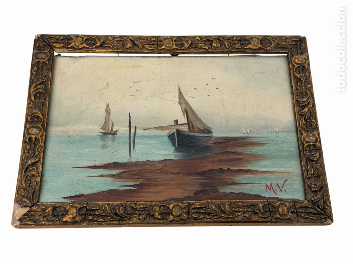 Art: Pintura &Oacute;leo sobre Tabla Paisaje Marino