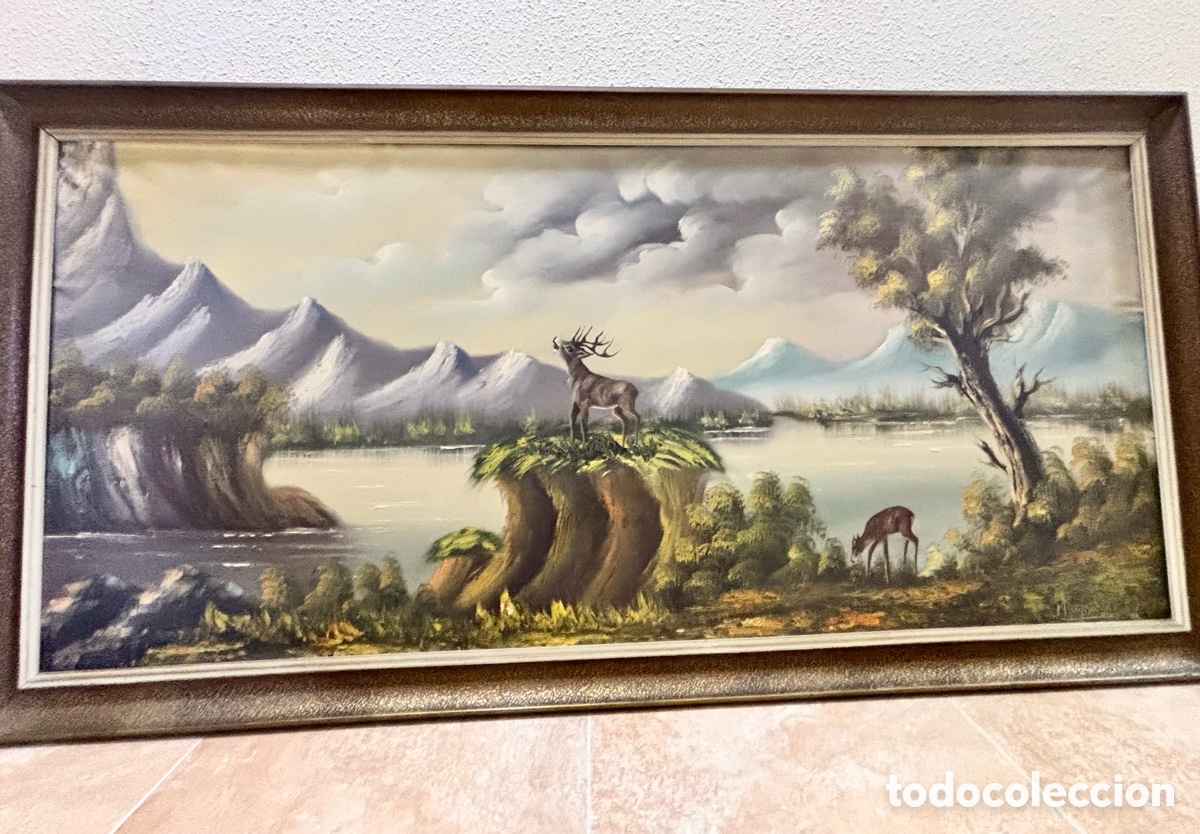 Arte: Cuadro al &oacute;leo de ciervos - Foto 2