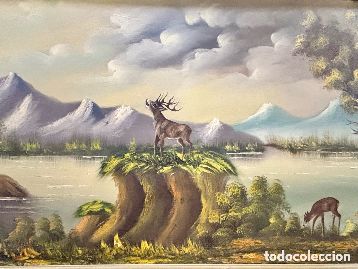 Arte: Cuadro al &oacute;leo de ciervos - Foto 1
