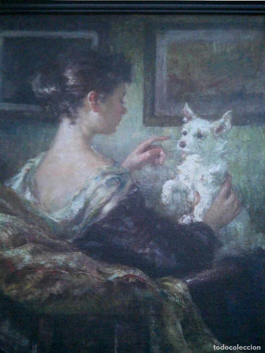 Arte: ROSEND GONZALEZ CARBONELL - CHICA CON PERRITO- - Foto 2