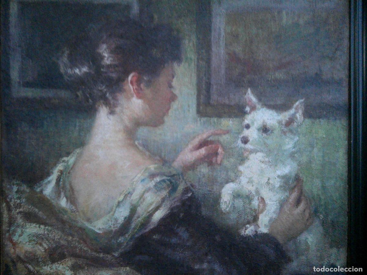 Arte: ROSEND GONZALEZ CARBONELL - CHICA CON PERRITO- - Foto 3