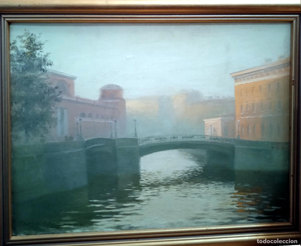 Art: Escuela rusa (XX) - Los puentes Konyushenny y Teatralny en San Petersburgo. Firmado.