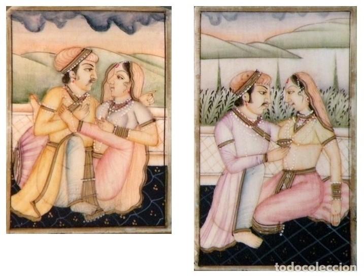 Art: PAREJA DE MINIATURAS INDIAS SOBRE MARFIL ENMARCADAS