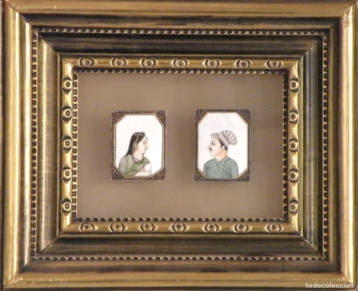 Art: PAREJA DE MINIATURAS INDIAS SOBRE MARFIL ENMARCADAS
