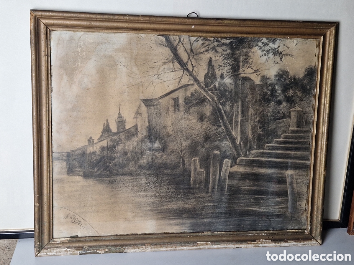 Arte: J ortegas/ Muy antiguo cuadro al carboncillo