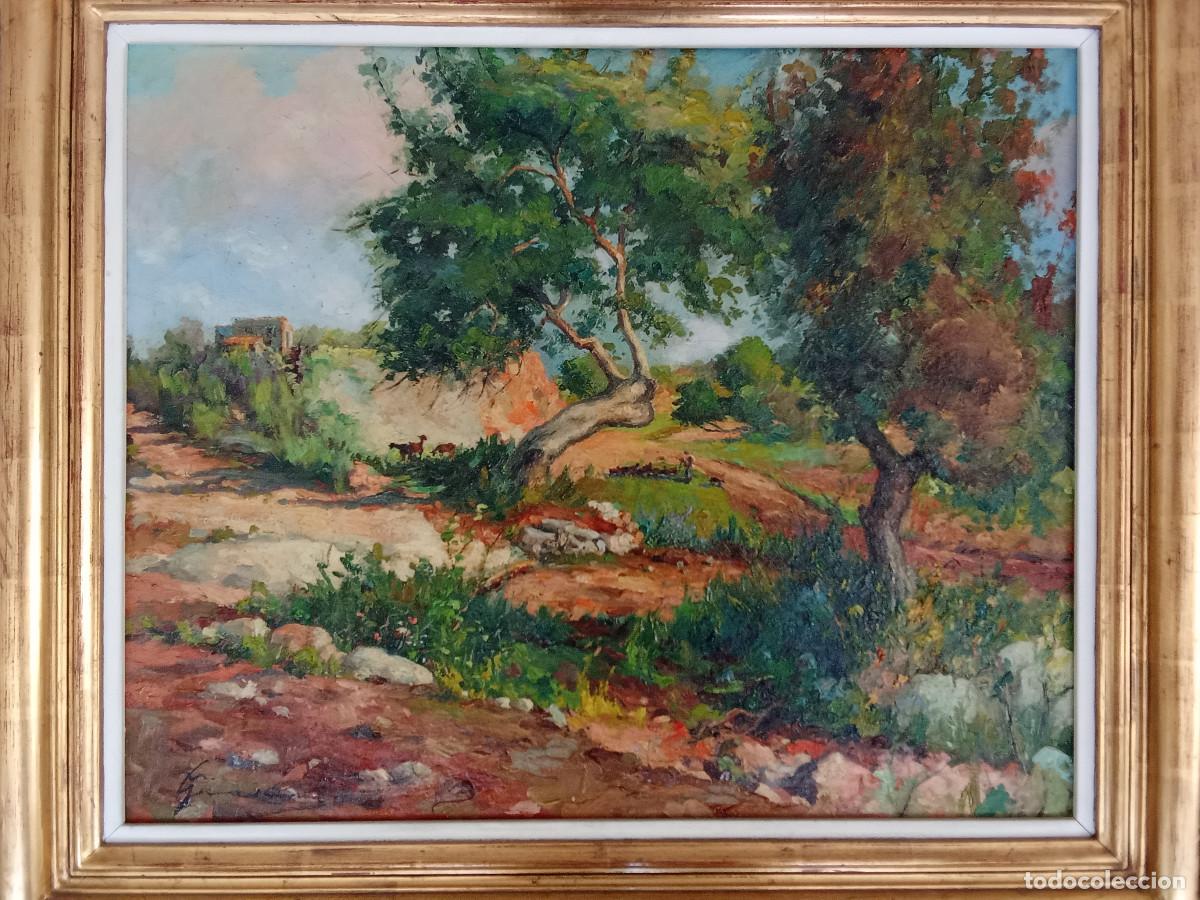 Arte: ILEGIBLE-ESCUELA CATALANA - PRIMERA MITAD DEL SIGLO XX- PAISAJE CON REBA&Ntilde;O Y PASTOR