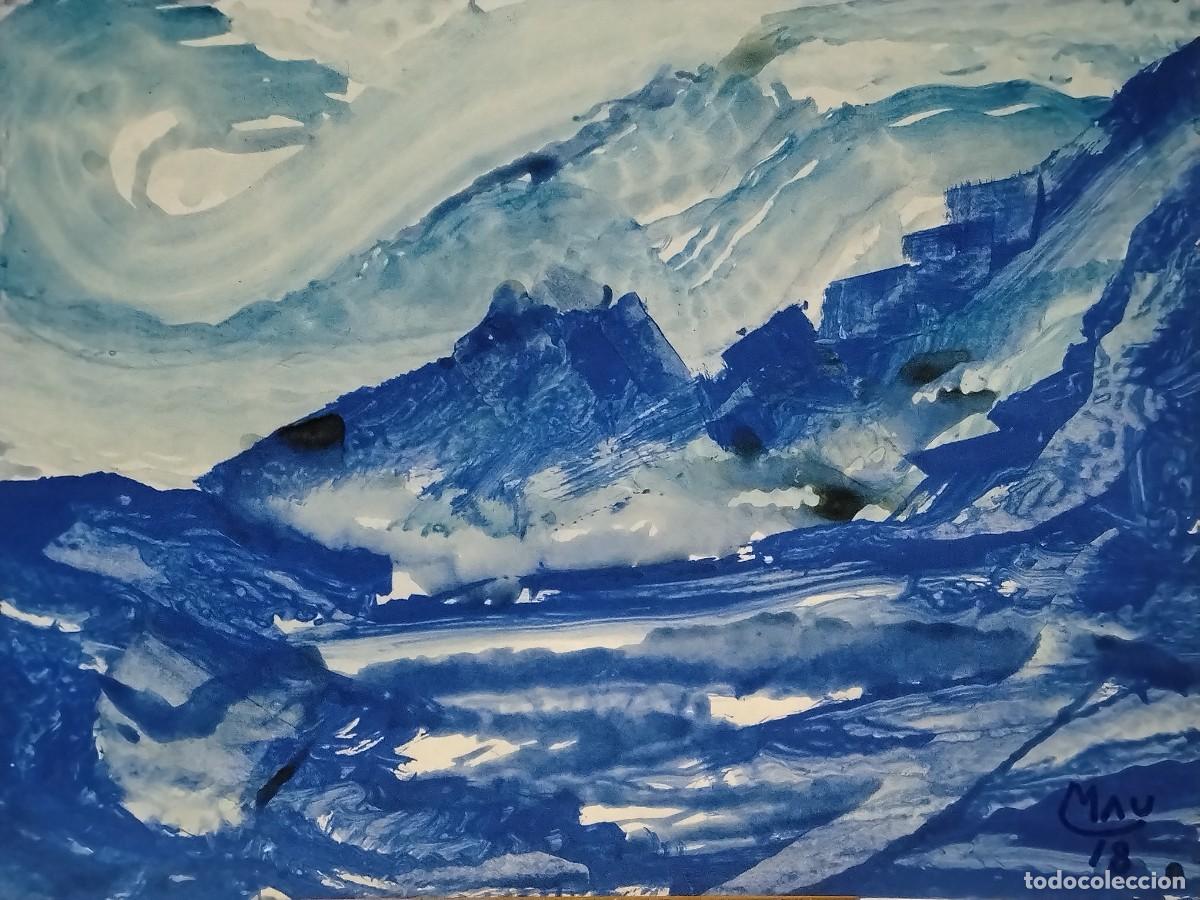 Arte: Obra estilo abstracto (PAISAJE MONTA&Ntilde;OSO EFECTO ) MAU (Manuel Planells Mart&iacute;)42 cm x 30cm(A&Ntilde;O 2018)