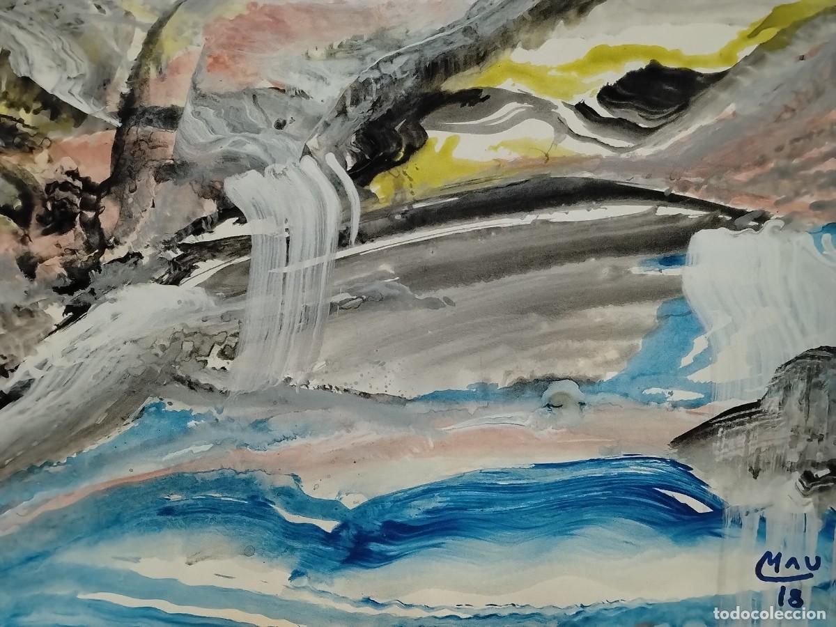 Arte: Obra estilo abstracto (CASCADA ASTRIL ) MAU (Manuel Planells Mart&iacute;)42 cm x 30cm(A&Ntilde;O 2018)