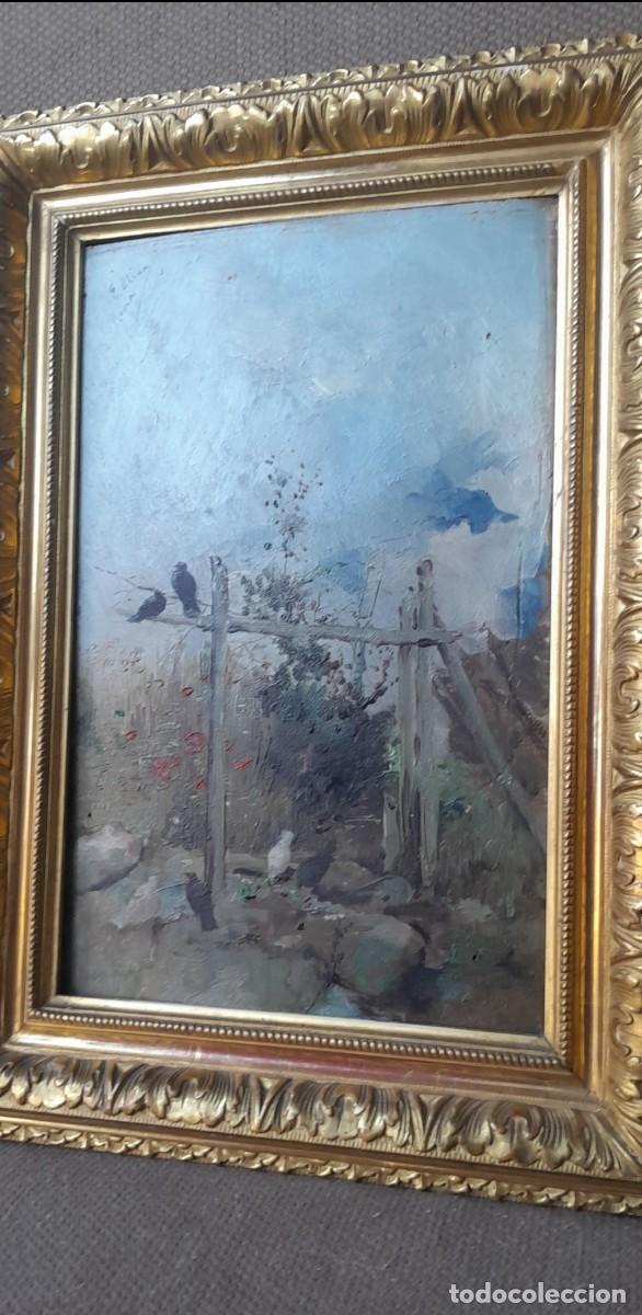 Arte: Eugenio Oliva y Rodrigo &ndash; &laquo;E. Oliva / Roma&raquo; &ndash; Paisaje campestre &ndash; &Oacute;leo sobre tabla