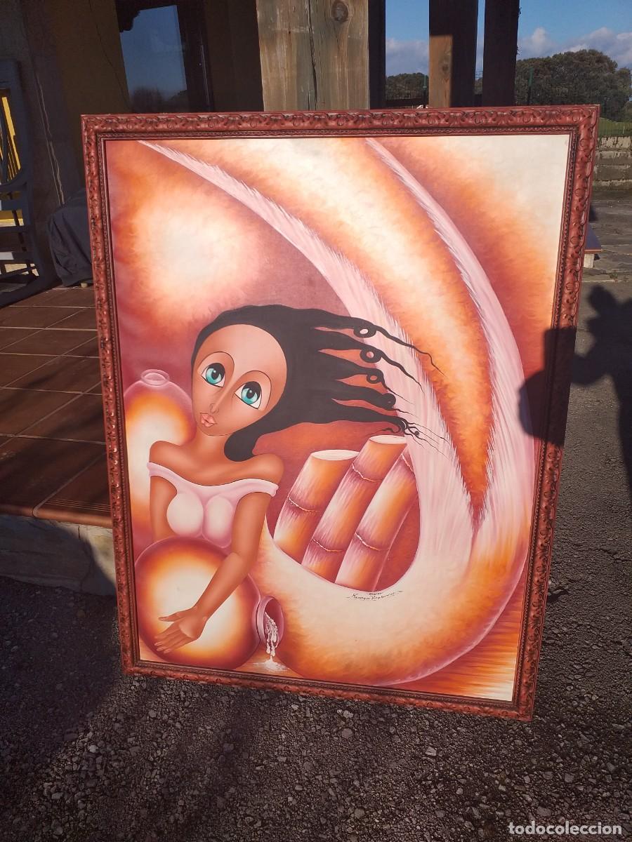 Arte: PRECIOSO OLEO ORIGINAL DE ARTISTA KENDER VELLEVUE HAITI 106cmx81cm