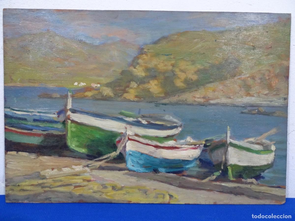 Art: &Oacute;LEO SOBRE TABLEX ANONIMO DE GRAN CALIDAD ESCUELA CATALANA. PAISAJE LLAN&Ccedil;&Agrave; A&Ntilde;OS 50.