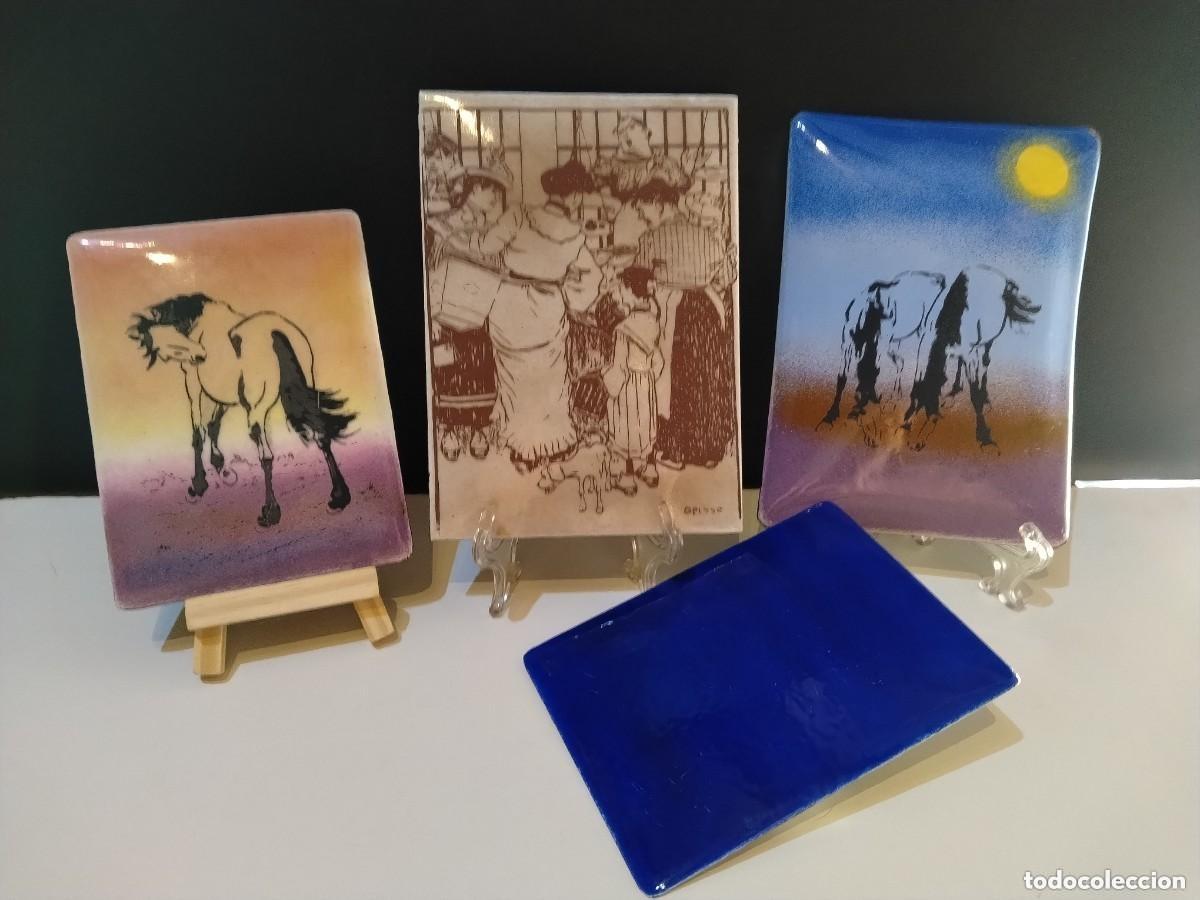 Art: 4 preciosas Pinturas de SALVADOR BALLESTER realizado en pintura esmalte en lamina de cobre