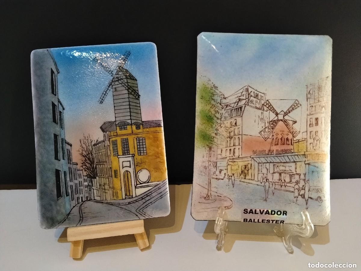 Art: 2 preciosas Pinturas de SALVADOR BALLESTER realizado en pintura esmalte en lamina de cobre