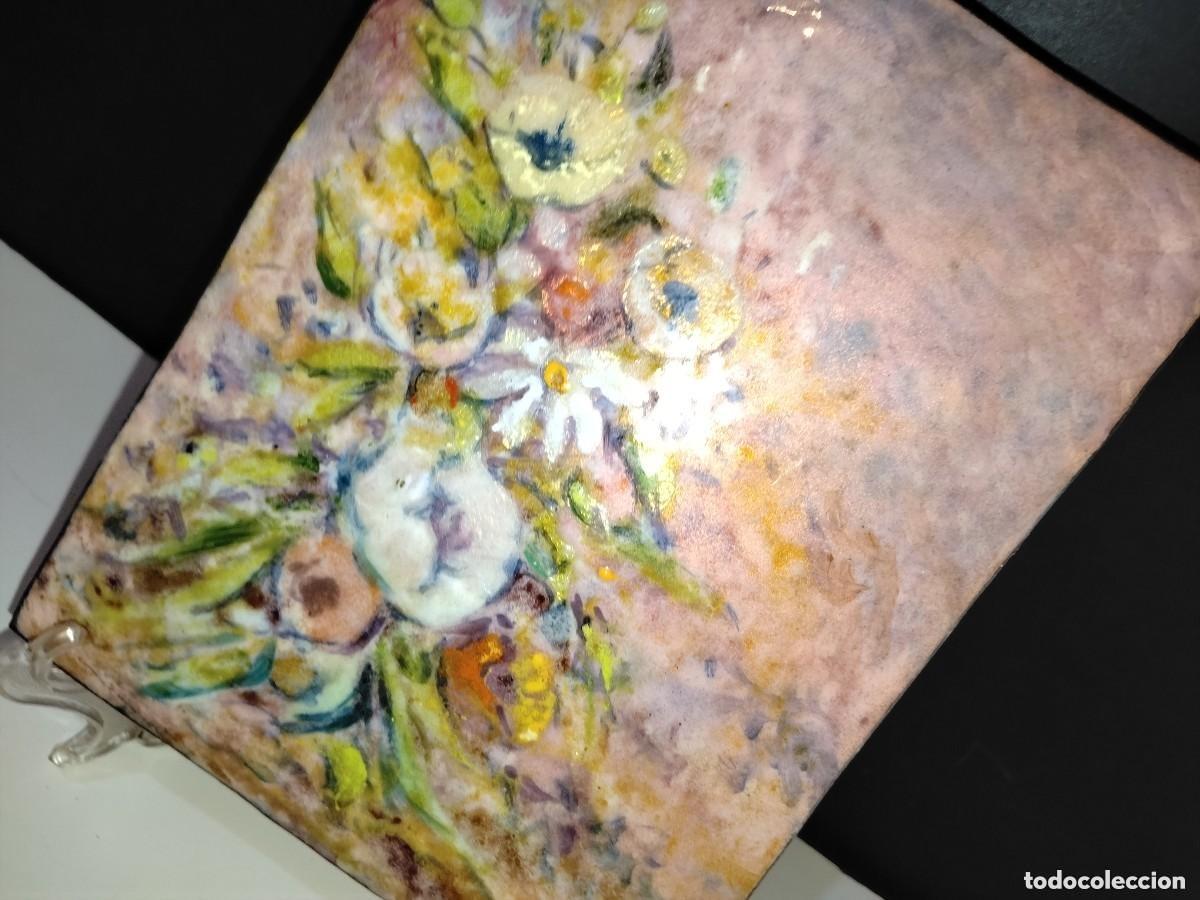 Art: PRECIOSA Pintura de SALVADOR BALLESTER realizado en pintura esmalte en lamina de cobre (FLORES )