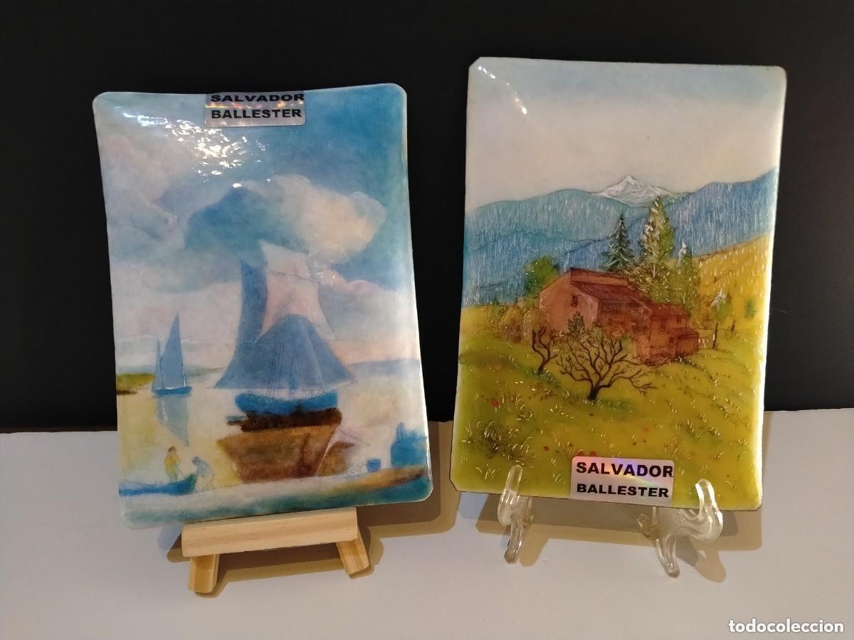 Art: 2 preciosas Pinturas de SALVADOR BALLESTER realizado en pintura esmalte en lamina de cobre
