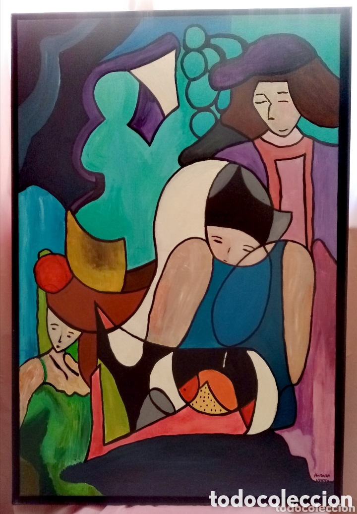 Art: Magn&iacute;fica pintura vertical. &rdquo;Selecci&oacute;n de Invitados&rdquo;. T&eacute;cnica mixta Acr&iacute;lico sobre lienzo + marco...