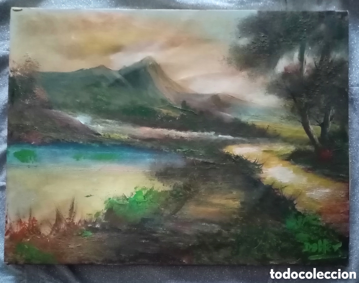 Art: Original pintura c&aacute;lida, horizontal. Atardecer (1) &Oacute;leo sobre lienzo 40cmx30cm Muy bonita