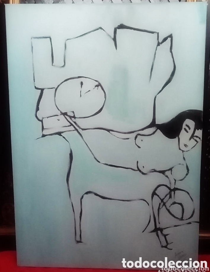 Art: Estupenda pintura vertical. El tiempo. Lienzo 3D. (No requiere marco) T&eacute;cnica mixta. 70cm x 50cm