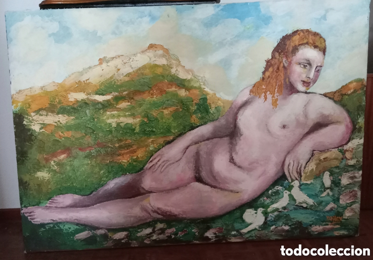 Art: Estupenda pintura de gran dimensi&oacute;n &rdquo;Desnudo de mujer(2)&rdquo;.&Oacute;leo sobre lienzo. Y &rdquo;paisaje(4).130cmx90c