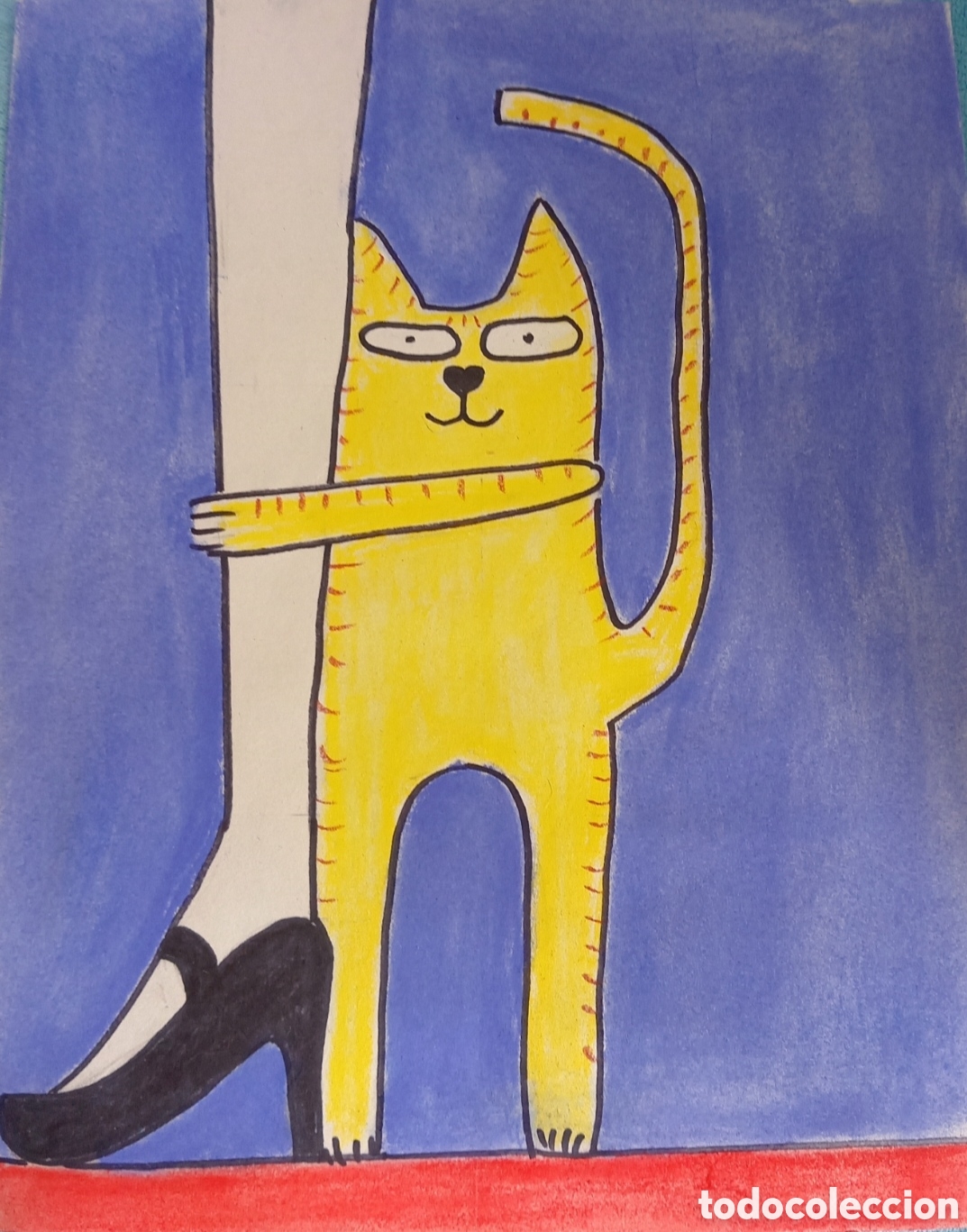 Art: Gato trazos (18) (T&eacute;cnica mixta creta, rotulador) sobre papel de dibujo 36cmx27,7cm... Muy bonito