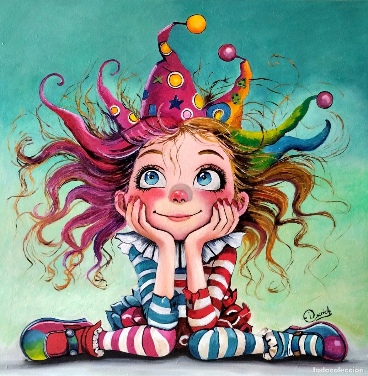 Arte: Arlequ&iacute;n-&Oacute;leo sobre lienzo pintado por Inma Escrich