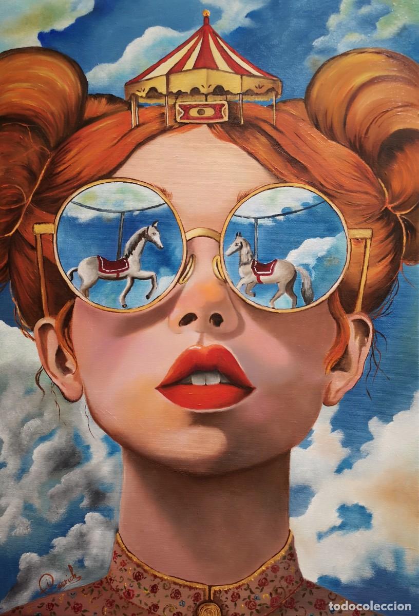Arte: Carrusel-&Oacute;leo sobre lienzo pintado por Inma Escrich