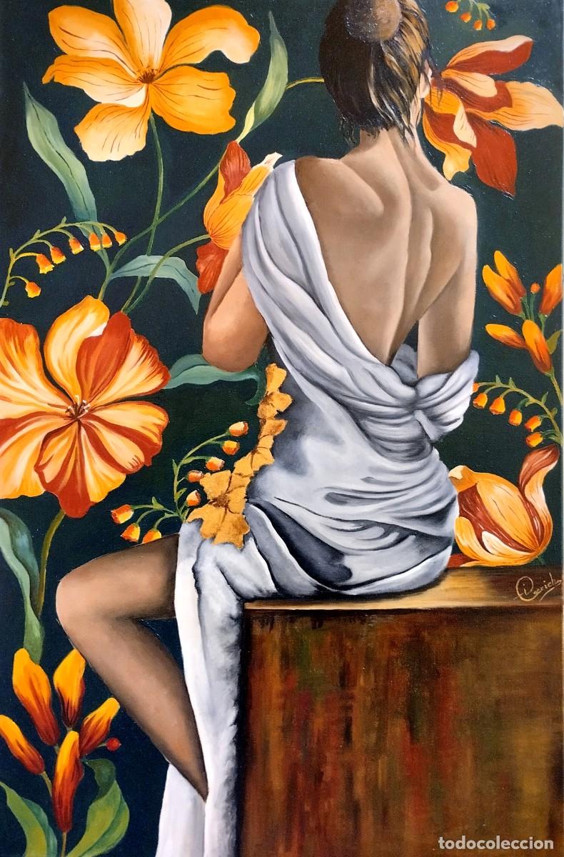 Arte: Entre flores-&Oacute;leo sobre lienzo pintado por Inma Escrich