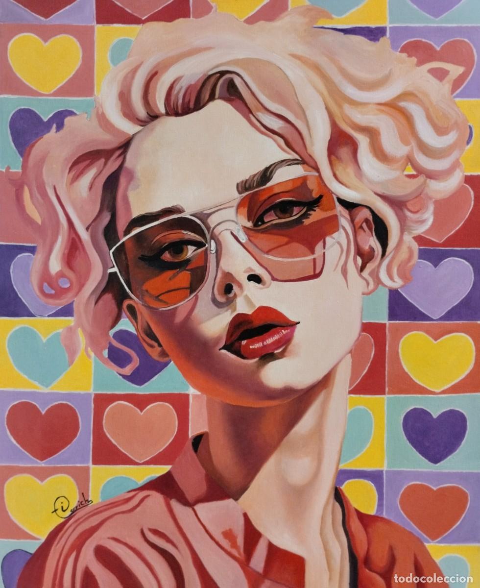 Arte: Pink love-&Oacute;leo sobre lienzo pintado por Inma Escrich