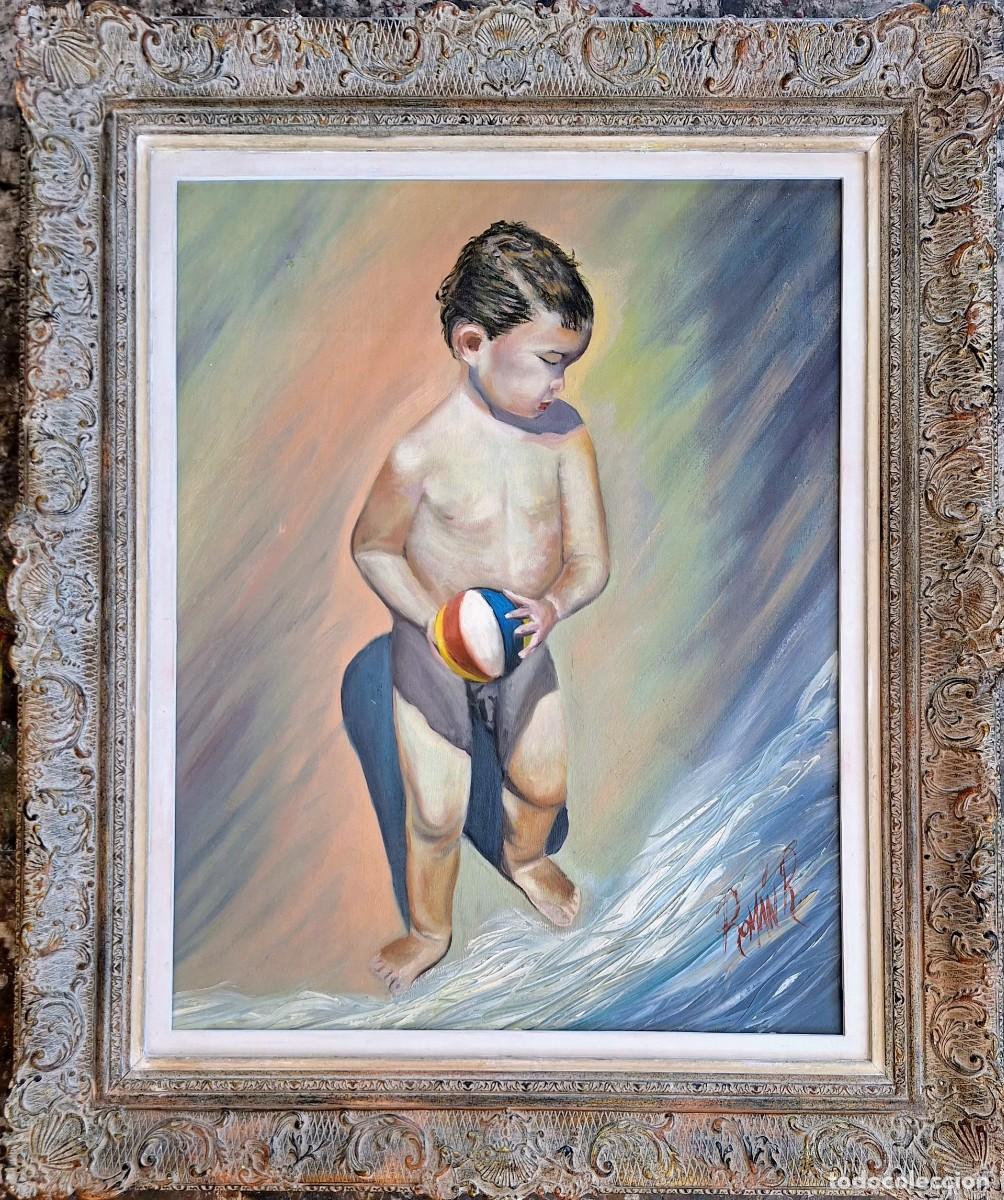 Arte: &Oacute;leo el ni&ntilde;o en la playa con su bal&oacute;n