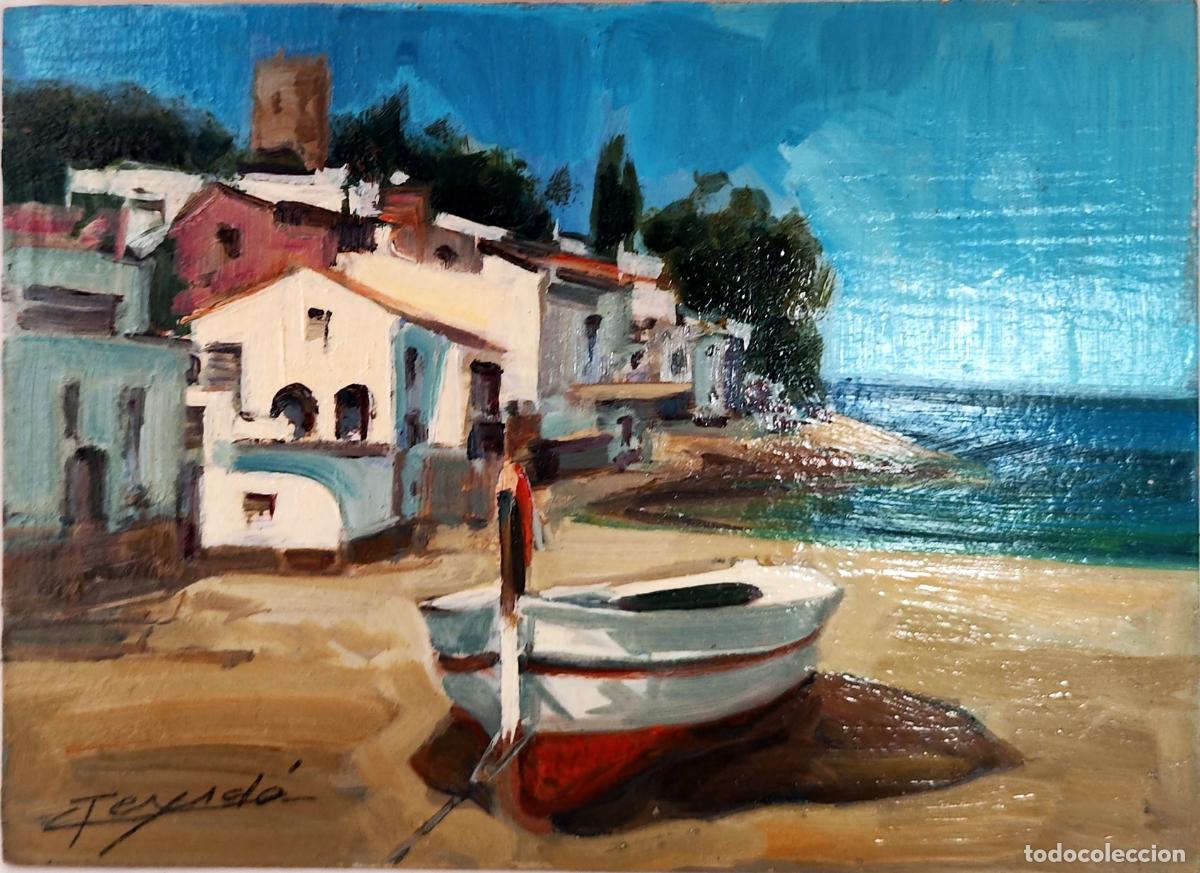 Art: &Oacute;leo de Gaiet&agrave; Teixid&oacute; i Musach. Paisaje mar&iacute;timo. 22 x 16 cm