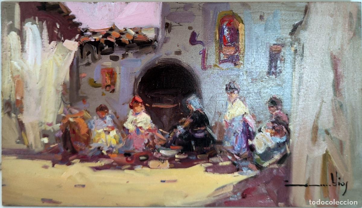 Art: &Oacute;leo sobre tabla. Escena costumbrista. Gabriel Casarrubios. 33 x 19 cm