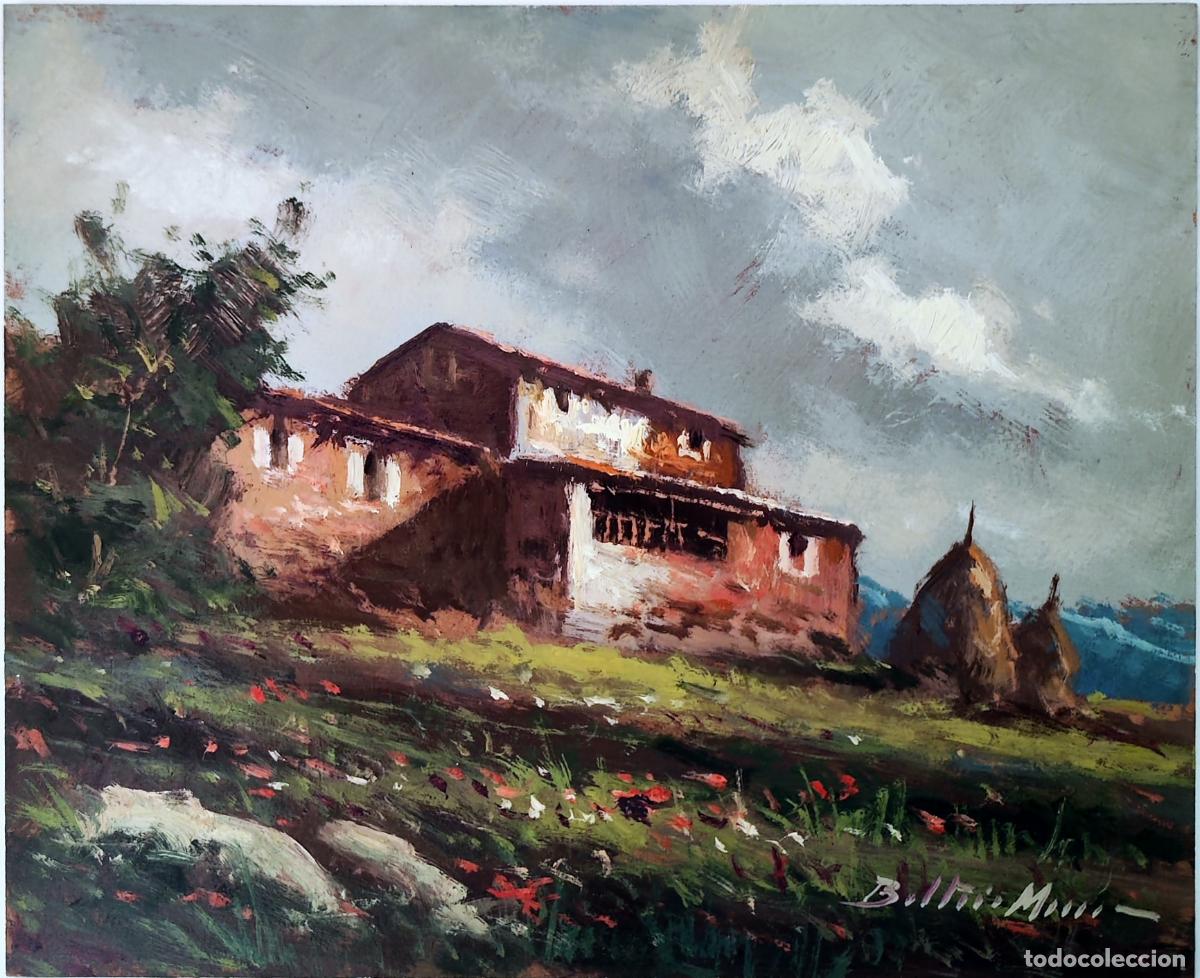 Arte: Oleo sobre tabla Paisaje rural de Enric Beltr&aacute;n Messa. 27 x 22 cm