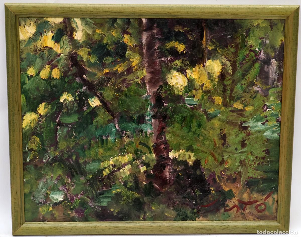 Arte: JOSEFA CUSTO PILA (1958) OLEO SOBRE CARTON DEL A&Ntilde;O 1988. PAISAJE DE ARBUCIAS