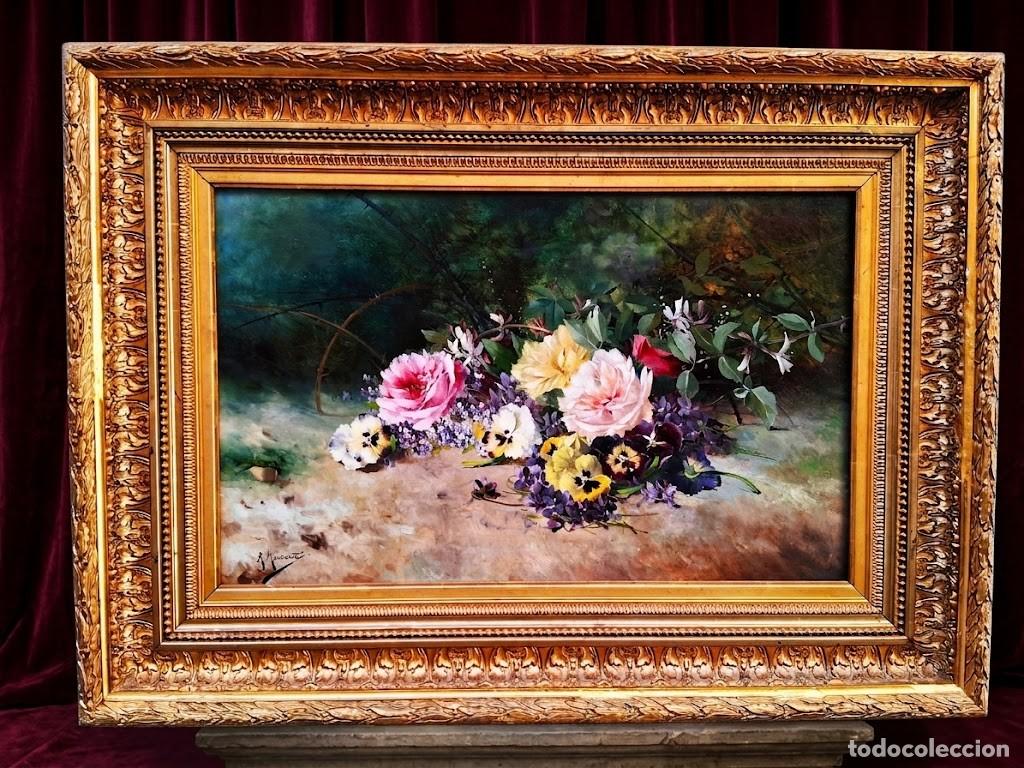Arte: Ricardo Manzanet y Mill&aacute;n (Val&egrave;ncia,1853 &ndash; 1939) &rdquo;Bodeg&oacute;n de flores&rdquo; &oacute;leo sobre lienzo (45 x 70,5)
