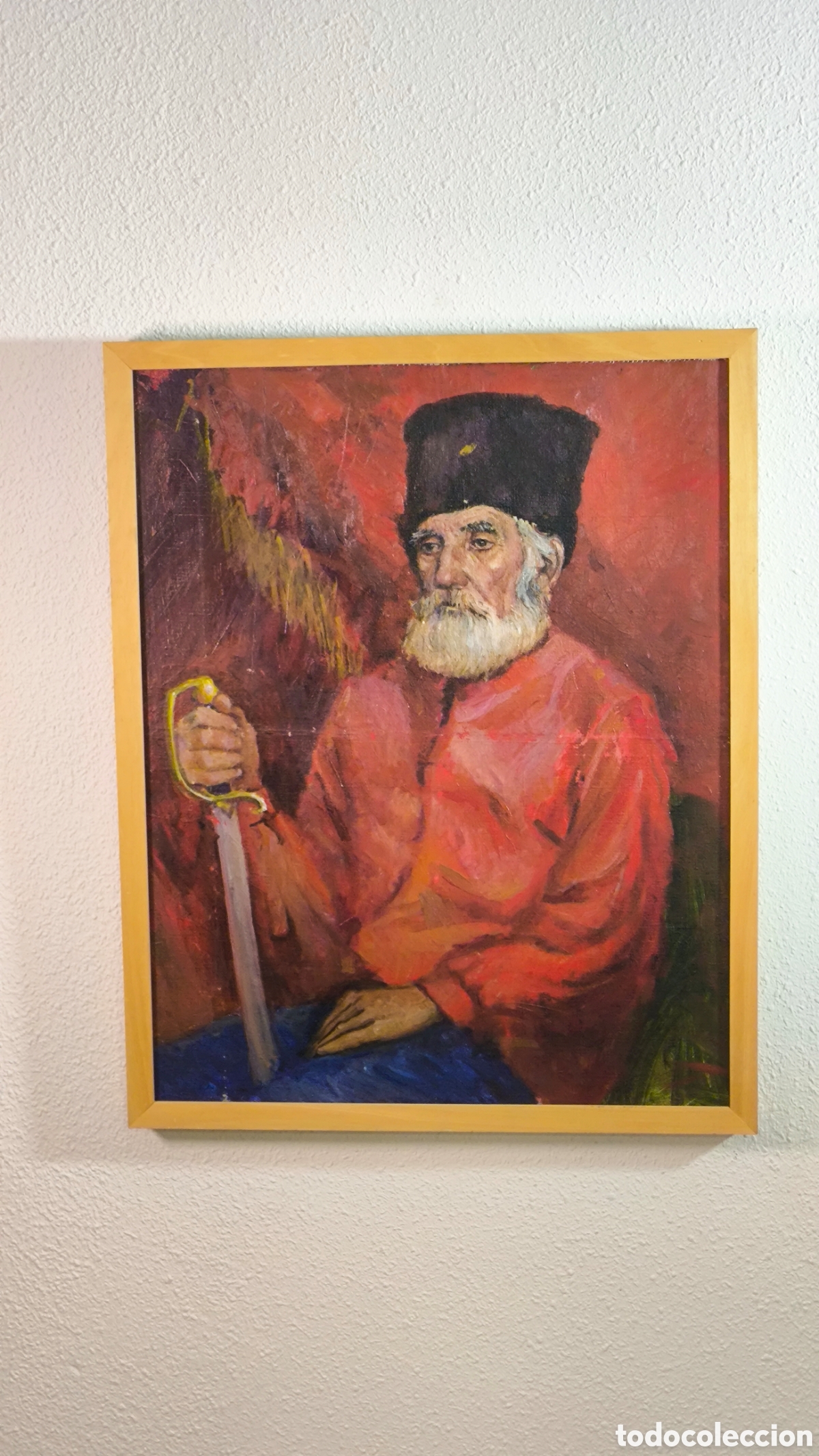 Arte: &Oacute;leo antiguo &rdquo;Cosaco&rdquo; escuela rusa S. XX 81x64cm