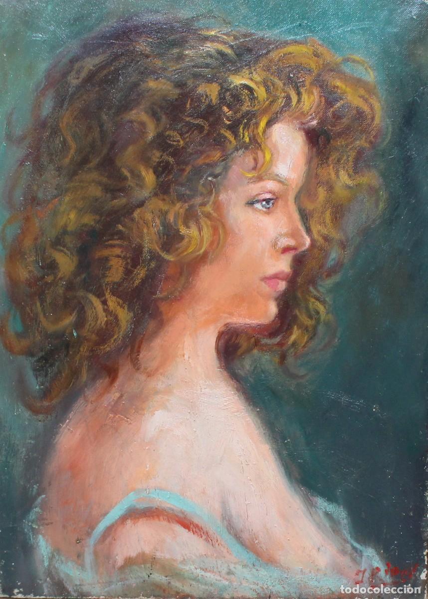 Arte: JAVIER RIPOL GIRONA (1926 - ??) OLEO SOBRE TELA. MUJER DE PERFIL