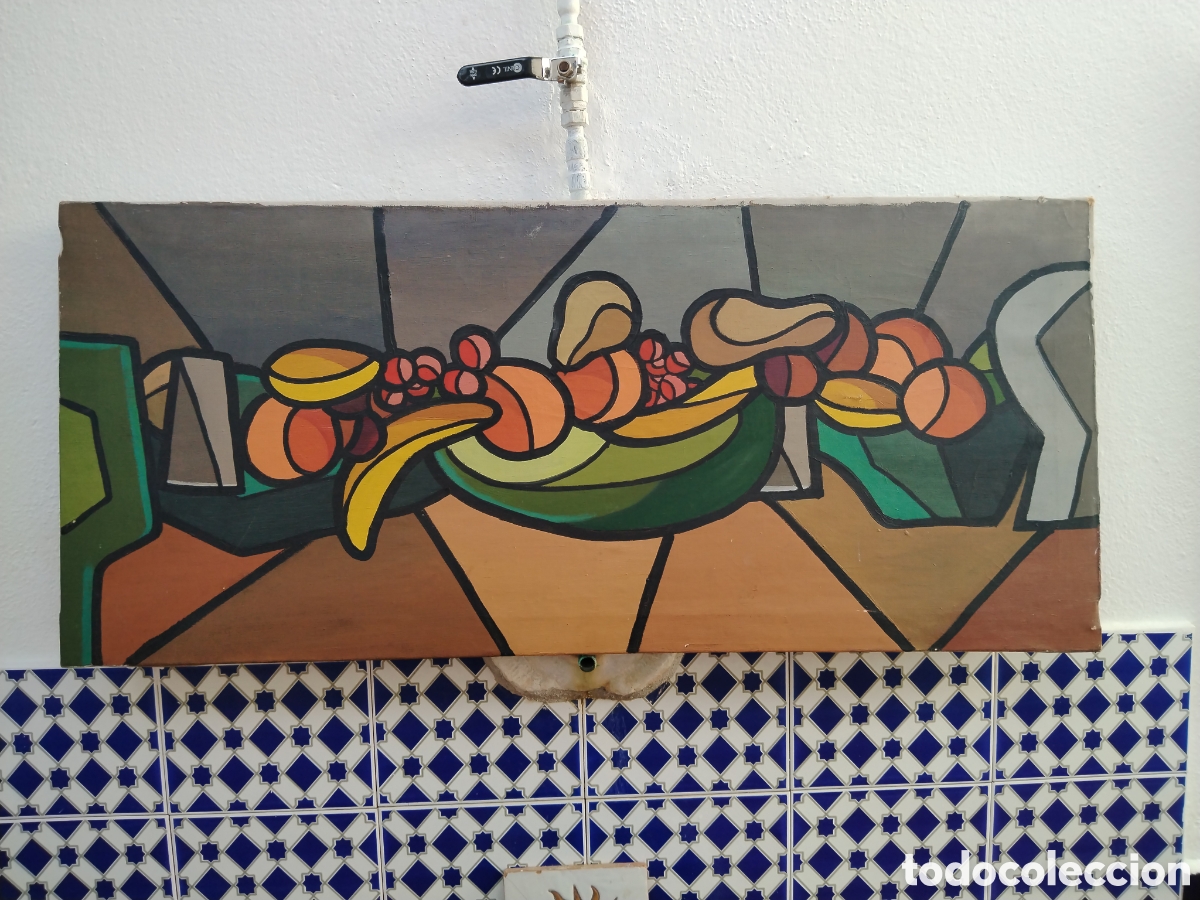 Arte: Bodeg&oacute;n de estilo cubista sin firma. - Foto 2