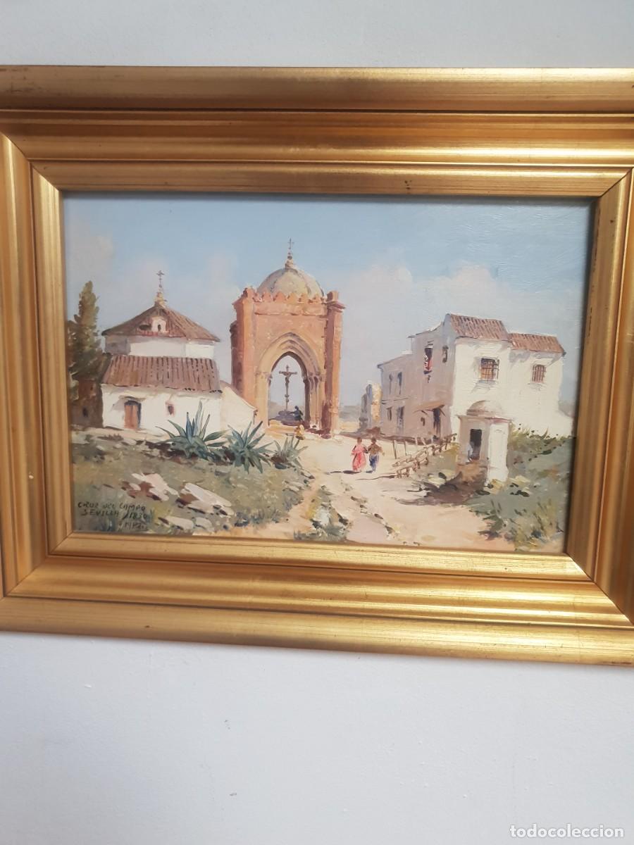 Arte: Manuel Fern&aacute;ndez oleo sobre tabla pintor de carmona cruz del campo Sevilla